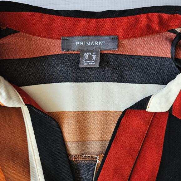 Primark Vertical Stripe Brown and Rust Blouse sz 10 - Picture 2 of 4